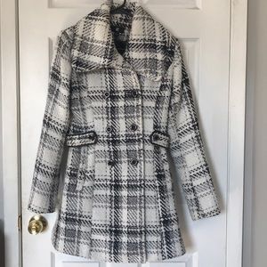 Black and white plaid coat